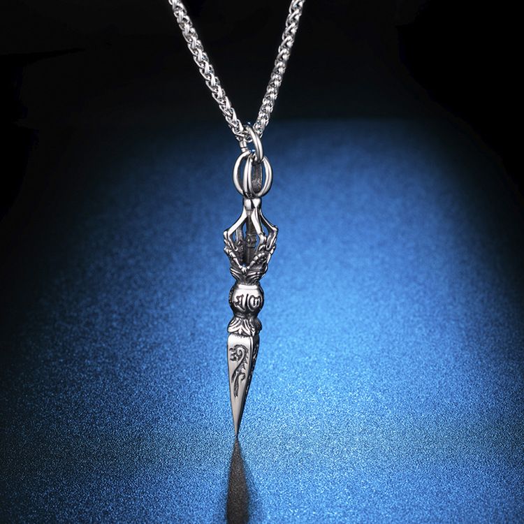 Collier pendentif diamant vintage en acier titane et acier inoxydable_voghion.com