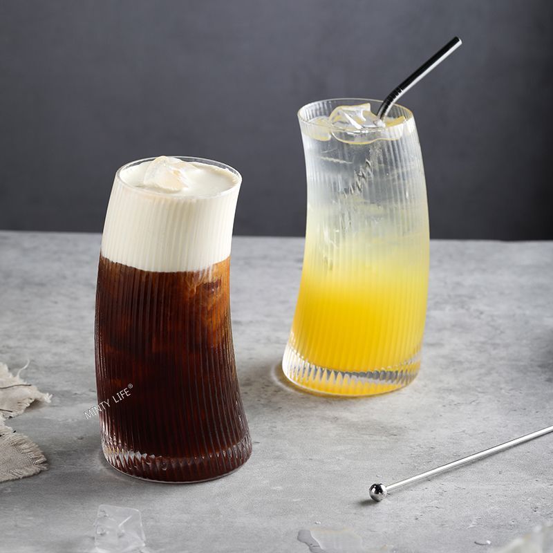 Tazza da caffè in vetro per cocktail, bevanda, tè, succo e vela a righe, INS Creative Crescent_voghion.com