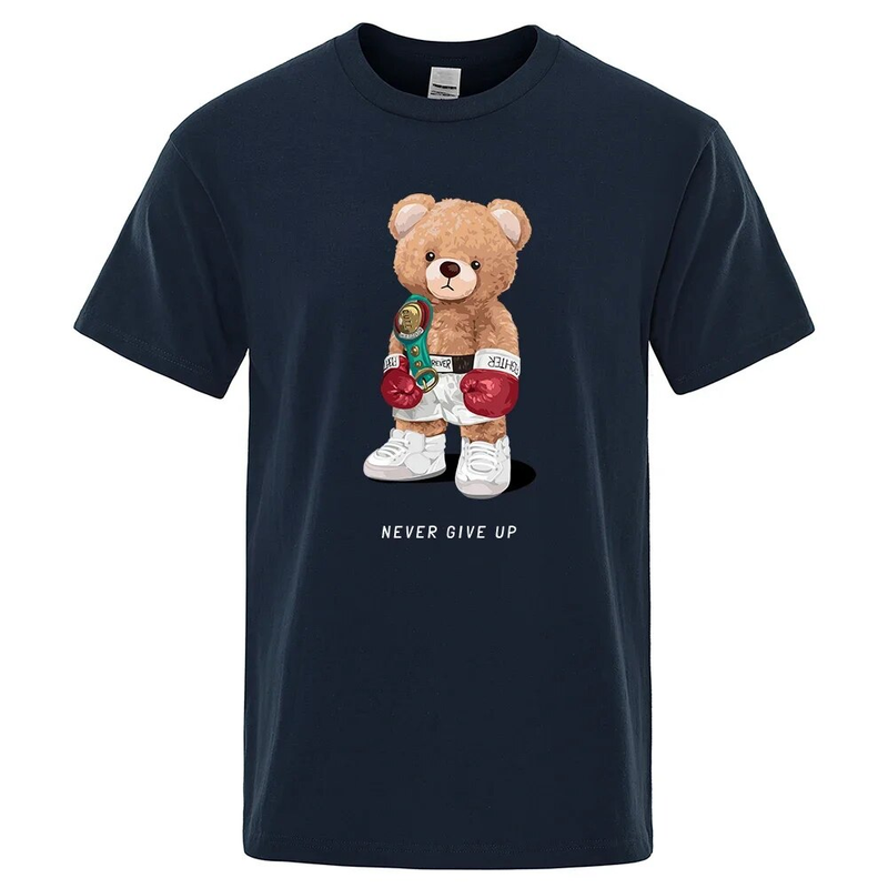 Tricou bărbați cu mâneci scurte și stil hip hop, boxer puternic, ursuleț de pluș, imprimare amuzantă, S-XXXL_voghion.com