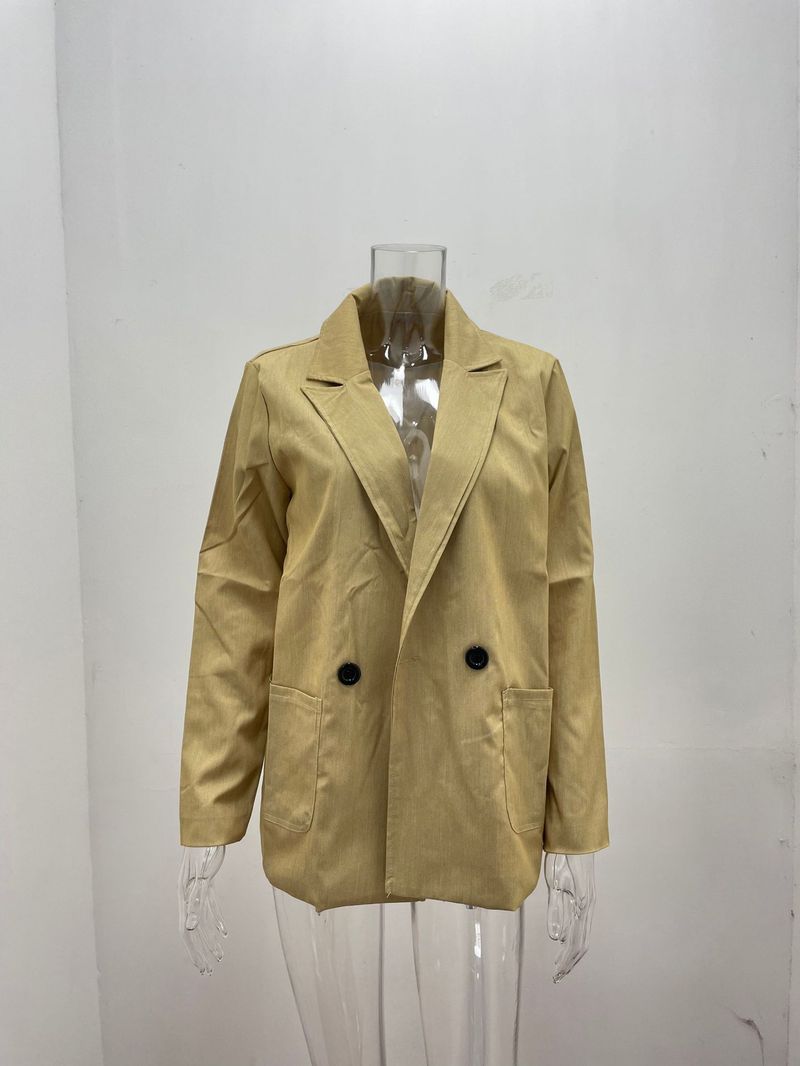 Giacca da donna primaverile e autunnale a maniche lunghe in tinta unita alla moda_voghion.com