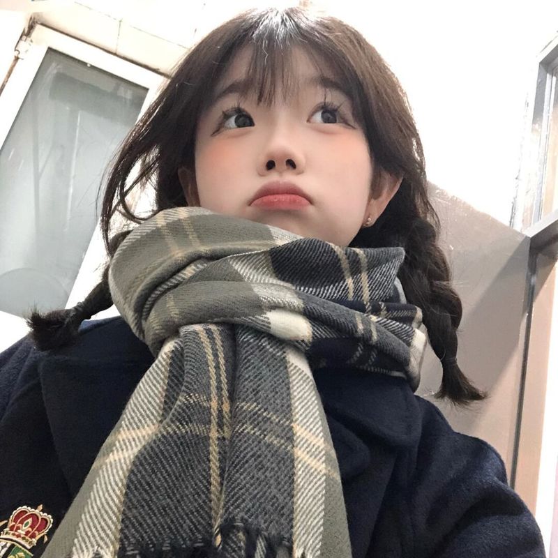 Scarf Women's New Autumn And Winter 2025 New Plaid Warm Scarf High-end Versatile Sweet Student Scarf_voghion.com