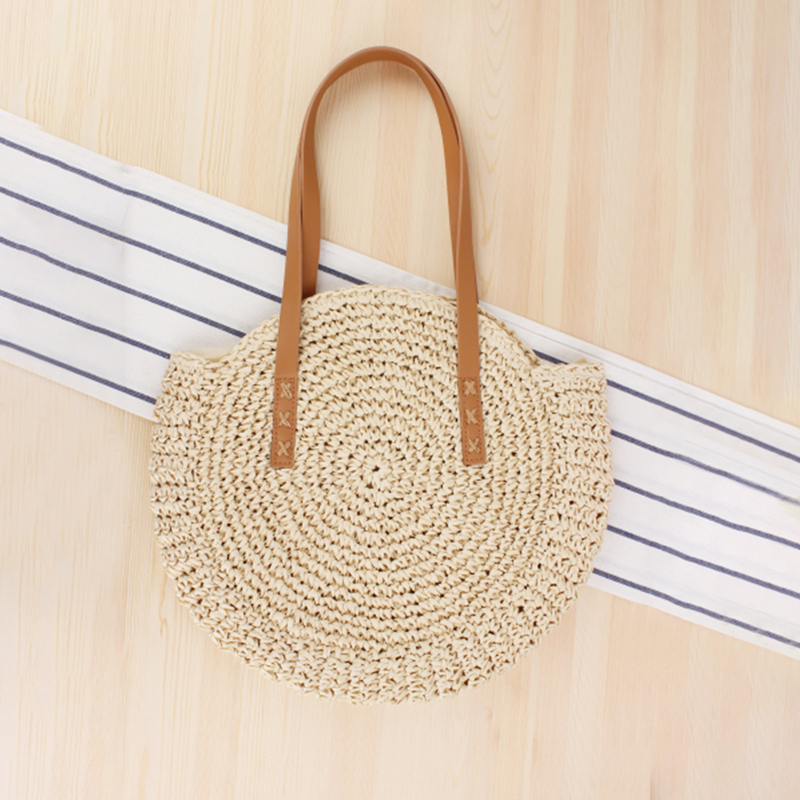 Estate per le donne Borse a tracolla in paglia Borsa da spiaggia all'uncinetto in rafia intrecciata con manico superiore intrecciato in rattan Borse casual 2023_voghion.com