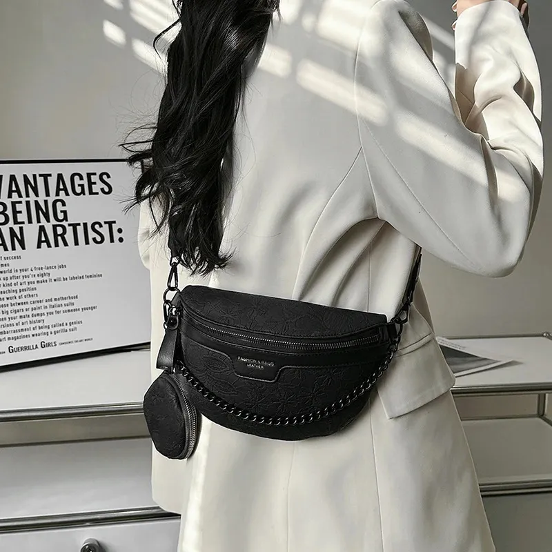 Designer Kvinna Pack Retro Broderi Bälte Myntväska Dam Midjeväska Modemärke Axlar Crossbody Bröstväskor 240130_voghion.com