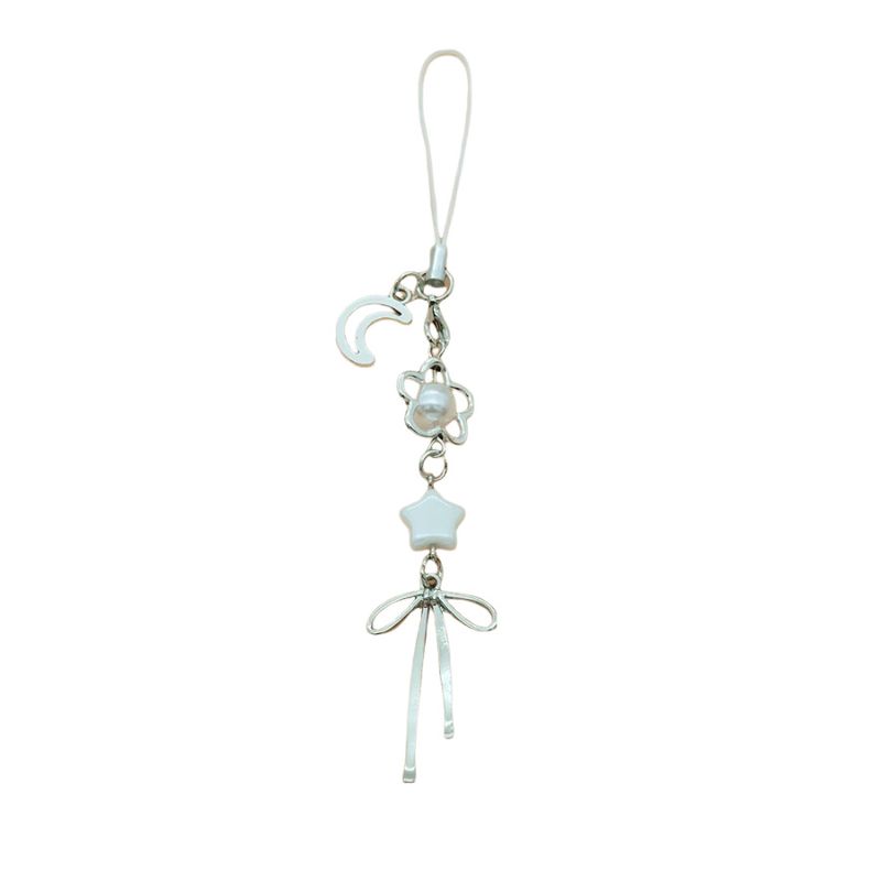 Sweet Cool Girl Style Key Chain Cell Phone Earphone Pouch Pendant White Heart Bows_voghion.com