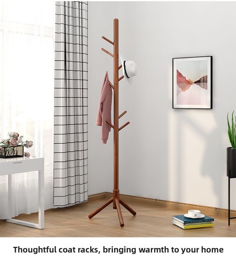 Cabide de chão de madeira maciça para quarto, vertical, casa, simples, para secar roupas, cabide para pendurar_voghion.com