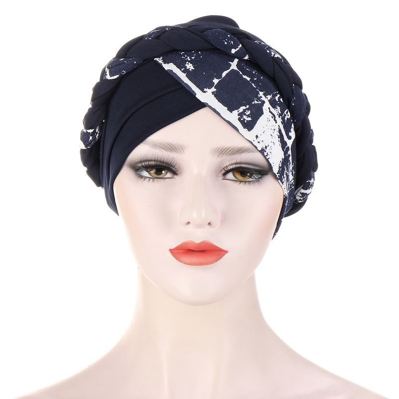 Two-color floral fabric splicing short braid forehead and forehead cross braid hat multi-color turban hat Indian hat_voghion.com