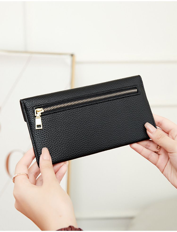 Damen- und Herren-Geldbörse, RFID-Schutz, Diebstahlschutz, Damen-Geldbörse, weiches Lychee-Leder, lange Umschlagtasche, ultradünne und einfache Clutch_voghion.com