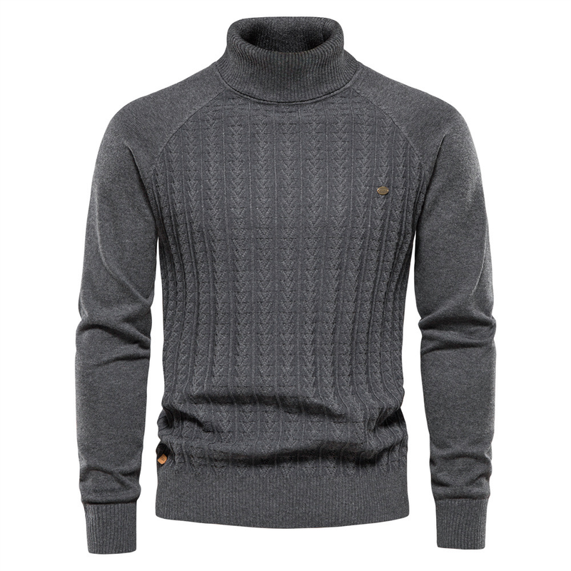 Man's clothing Men's turtleneck sweater Solid color men's sweater business casual sweater for men_voghion.com