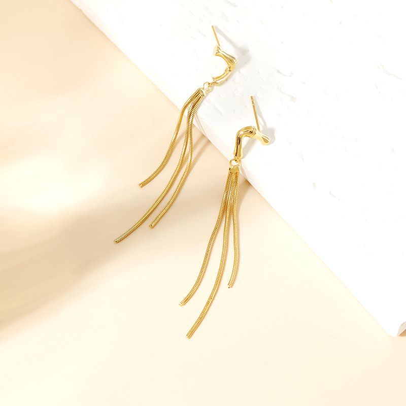 Orecchini in argento sterling S925 orecchini con nappine personalizzati di alta qualità, design versatile di nicchia femminile, gioielli placcati in oro galvanizzato_voghion.com