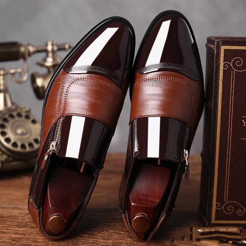 Zapatos de vestir de cuero para hombre Zapatos de hombre tallados a la moda_voghion.com
