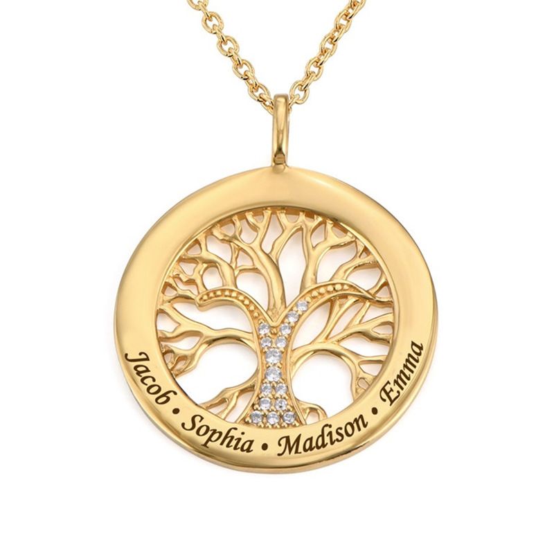 Collana con ciondolo a forma di lettera con nome inciso al laser, in acciaio inossidabile, personalizzata, con albero della vita, gioiello di famiglia_voghion.com