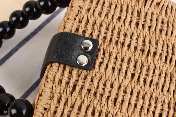 Borsa da spiaggia in stile pastorale con tracolla singola in paglia da donna_voghion.com