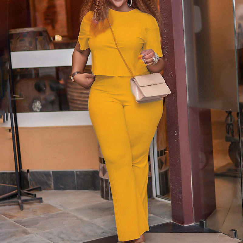 Women's short-sleeved pit strip solid color casual fashion large size_voghion.com