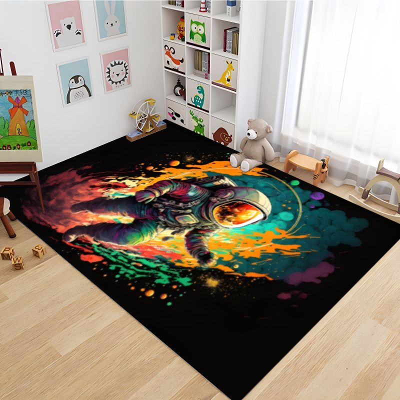 Cosmic Adventure Kinderteppich – Weicher Spielzimmerteppich mit Astronauten- und Sternendruck – Rutschfeste Kinderzimmermatte für Schlafzimmer und Wohnzimmer_voghion.com