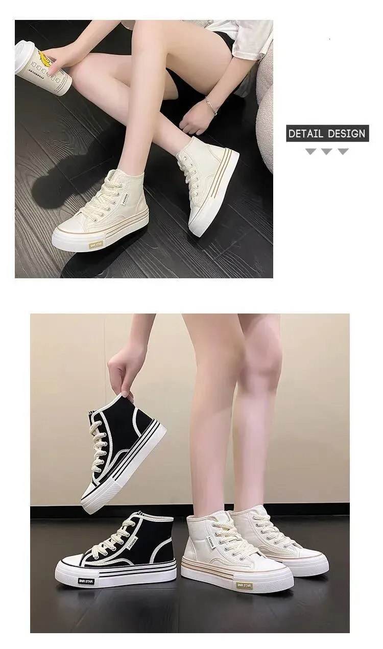 Women Platform Canvas Shoes Height Increasing Chunky Sneakers For Youth Girls Outdoor Trainers Female Ladies Thick Sole_voghion.com