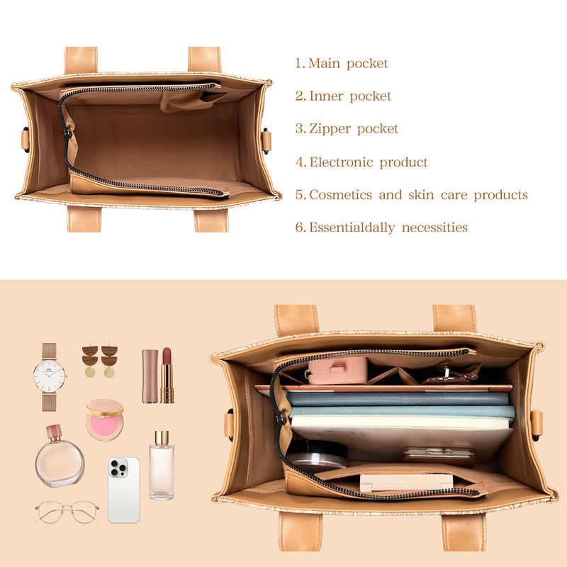 Borsa tote con stampa a nappe, tracolla staccabile, sensazione di alta qualità_voghion.com