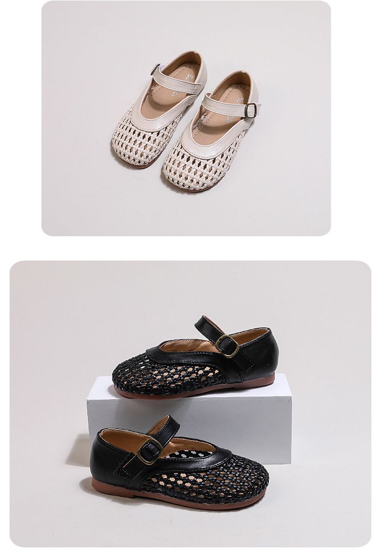 Madre e bambini Invia scarpe in pelle intrecciata per ragazze 2024 nuove scarpe estive sandali casual Baotou vuoti per bambini_voghion.com