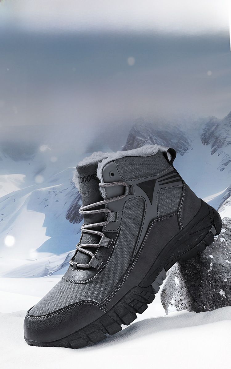 Grensoverschrijdende antislip wandelschoenen in grote maten, sneeuwlaarzen voor heren, gevoerd met fleece, verdikte sneaker, waterdicht, koudebestendig, warm, hoge katoenen laarzen voor heren_voghion.com