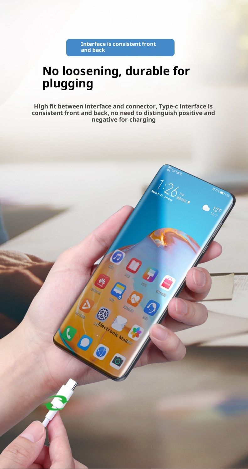 Câble de données USB Digitex 6A ultra-rapide compatible avec les téléphones Android et Huawei Type-C_voghion.com