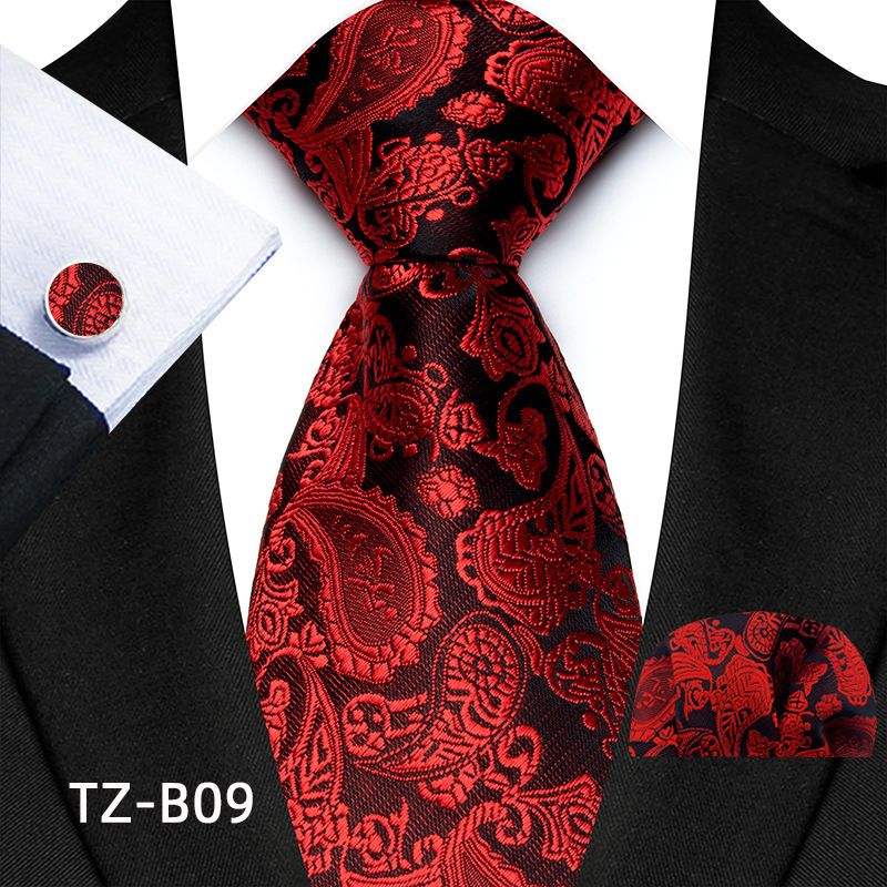 Set de costum de nuntă bărbătesc cu model paisley, cravată și batistă de buzunar, cu manșete_voghion.com