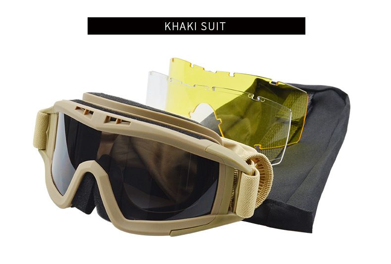 Occhiali tattici con imbottitura in spugna potenziata HD Impact Explosion proof Real CS Goggles Set_voghion.com