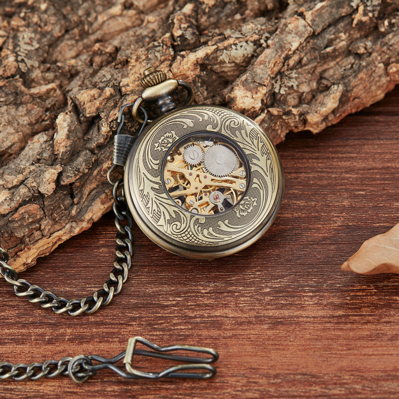 Elegant Carved Hollow Pattern Semi-Automatic Mechanical Pocket Watch Gift For Men And Women_voghion.com