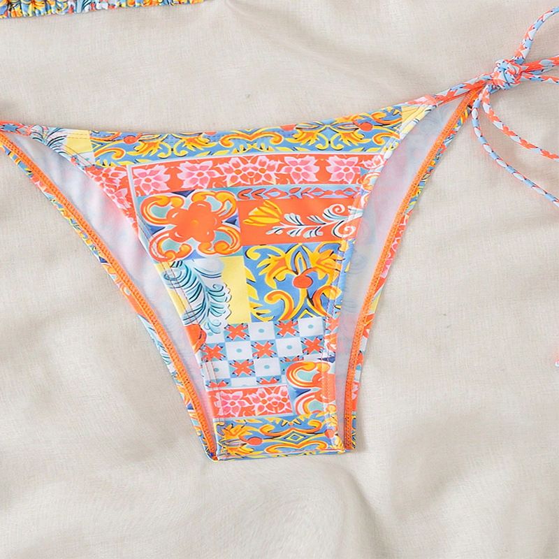 Nuovo costume da bagno bikini sexy con lacci e stampa da donna, costume da bagno da spiaggia per donna, costume da bagno primaverile_voghion.com