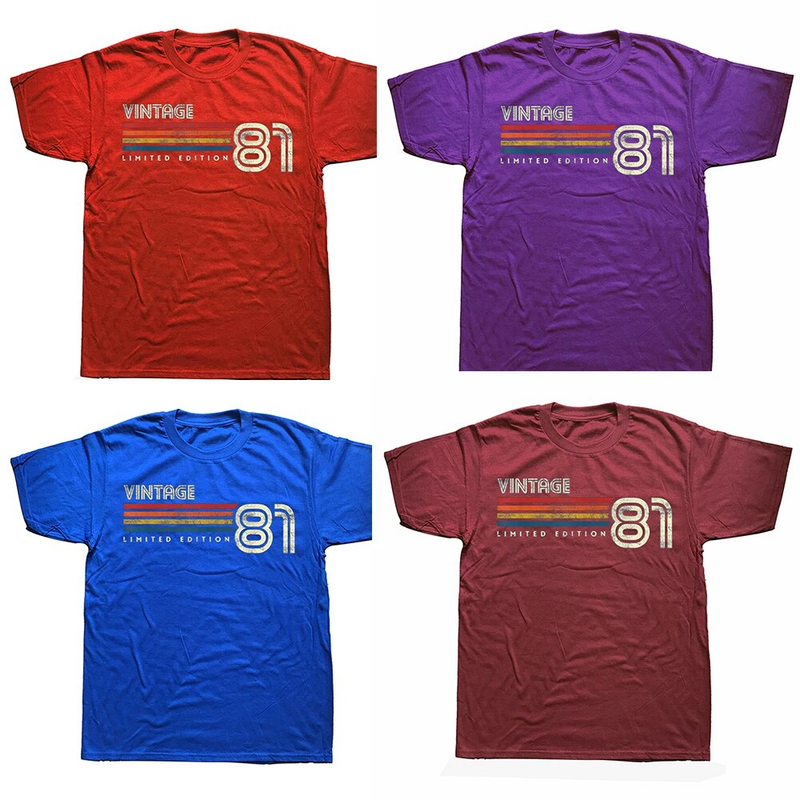 Morsomme vintage 1981 T-skjorter Sommerstil Grafisk bomull Streetwear Kortermet Bursdagsgaver T-skjorte herreklær_voghion.com