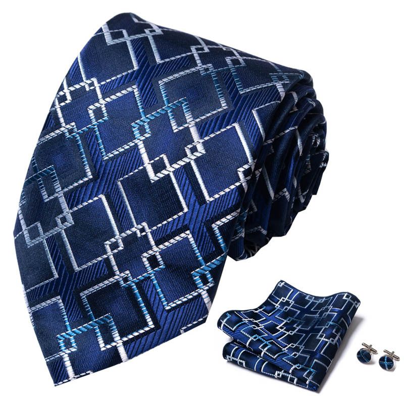Corbata de seda de poliéster de alta calidad unisex para hombre, corbata formal de color sólido, bolsillo, toalla, gemelos, juego de jacquard_voghion.com