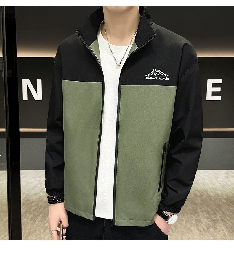 Spring And Autumn Trendy Casual Sports Jacket Men's Thin Loose Stand Collar Windbreaker Waterproof Coat_voghion.com