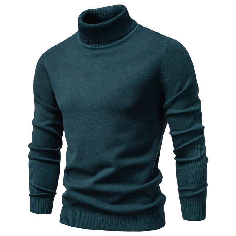 Herfst Winter Nieuwe Effen Kleur Pullover Hoge Hals Heren Casual Gebreide Trui_voghion.com