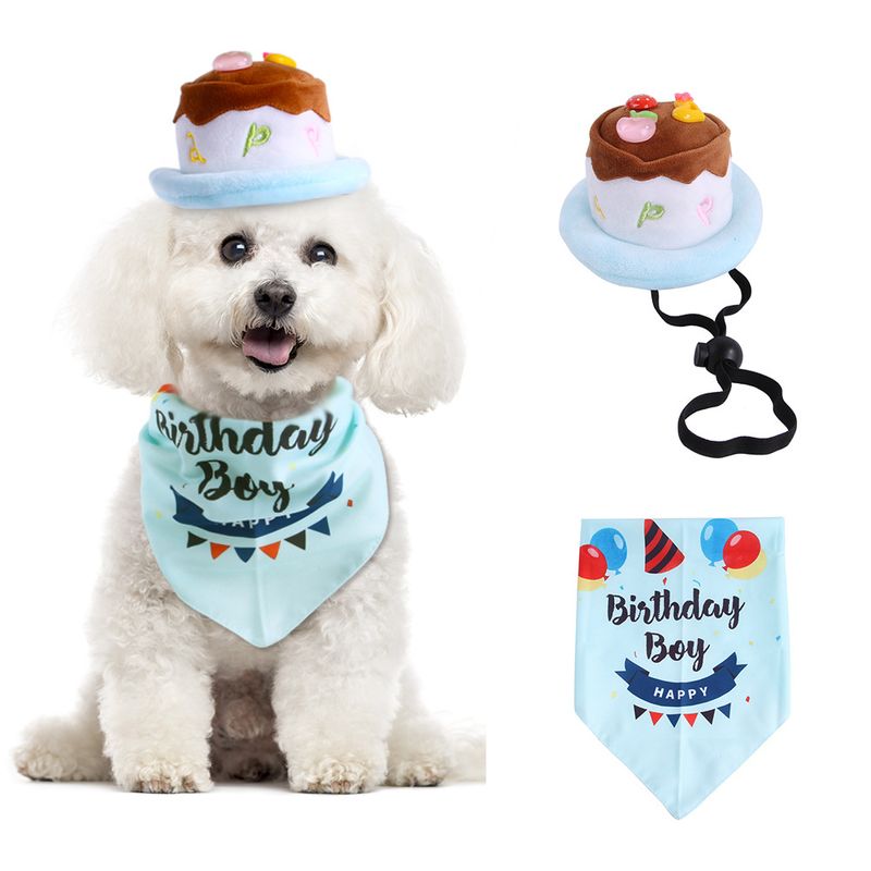Conjunto de chapéu de bolo, triângulo, cachecol, combinação, vestido de aniversário, festa de animal de estimação engraçada_voghion.com