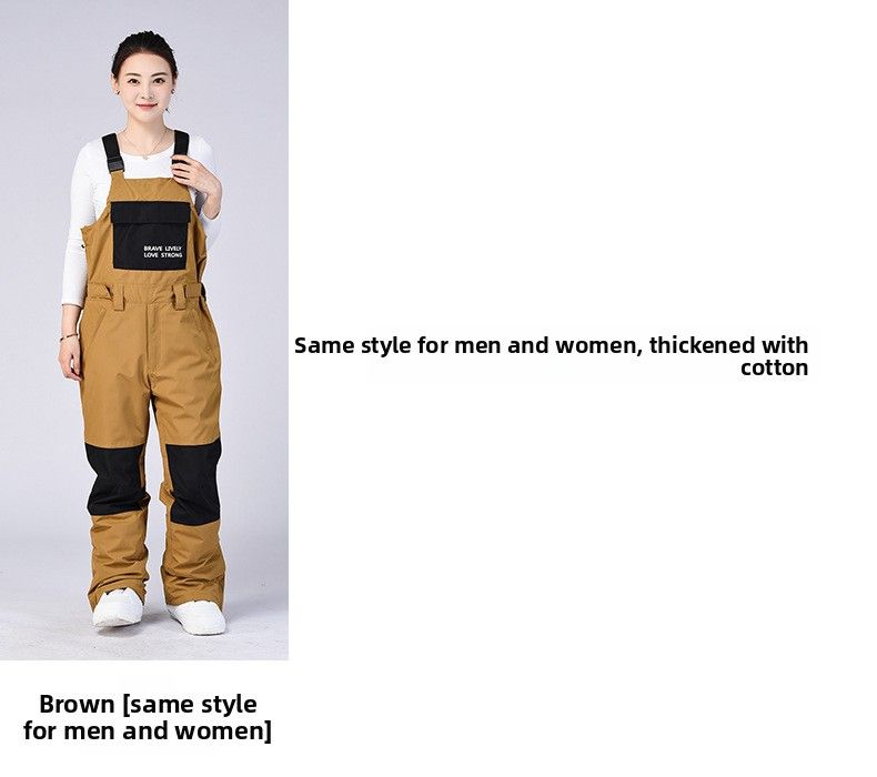 Unisex With Straps, Warm Ski Gear, Snowboard Suit, One-Piece Snow Pants_voghion.com