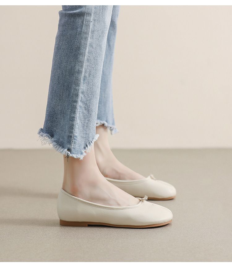 French Mary Jane Shoes Women's One-pedal Pig's Trotters Split-toe Flat-soled Single Shoes Soft-soled Shallow Mouth Large-size Women's Shoes_voghion.com