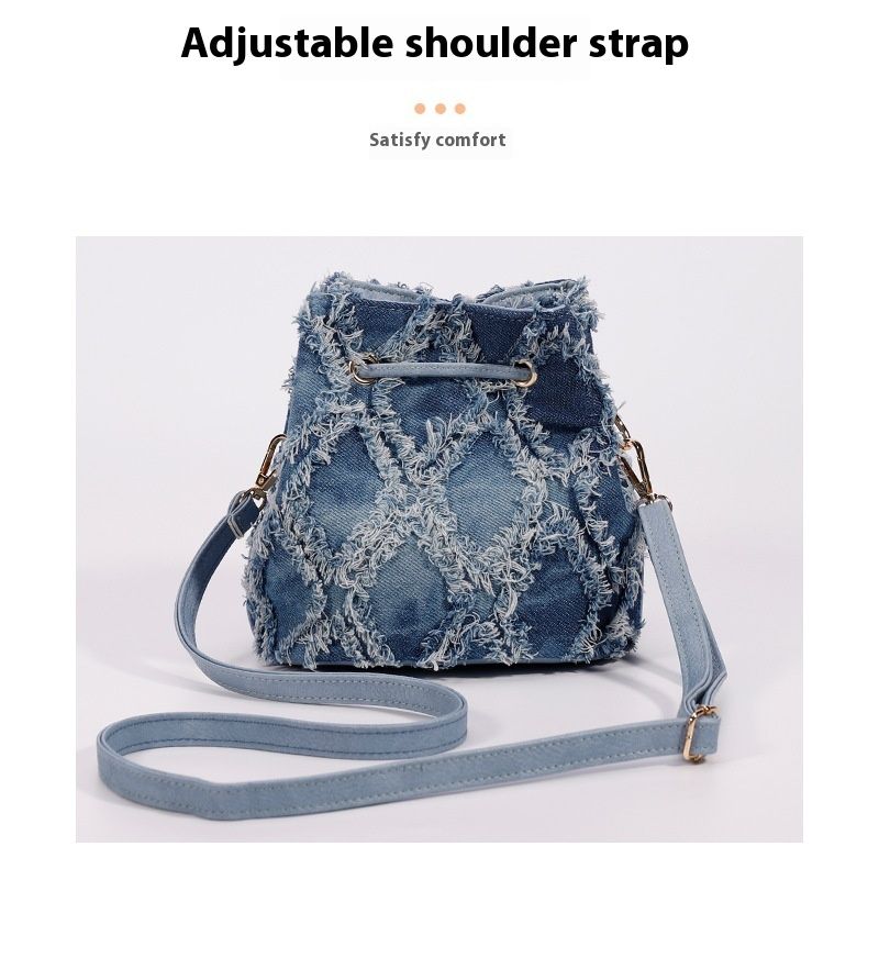 Nuova borsa a secchiello da cowboy con motivo tie-dyed Lingge Mini Cross Border Nuova borsa a tracolla da donna con coulisse e bordo in peluche Borsa da donna_voghion.com