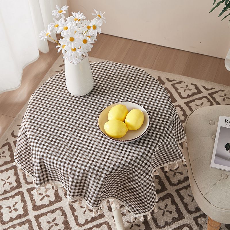 Nappe à carreaux en polyester et coton – Rectangulaire, résistante à la chaleur et durable, pour table à manger ou table basse | Élégant motif quadrillé marron_voghion.com