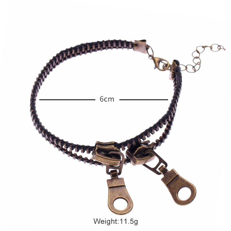 New Fashion Cute Double Layer Antique Zipper Trendy Women's Anklet_voghion.com