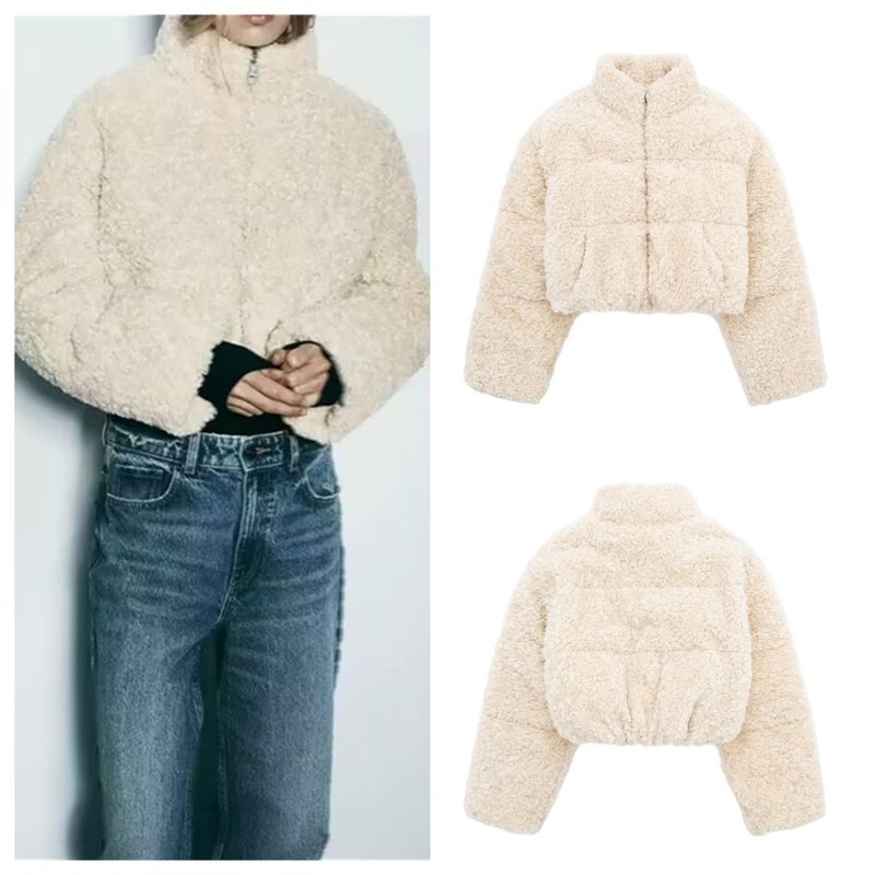 Women's fleece short slim-fit padded jacket jacket_voghion.com