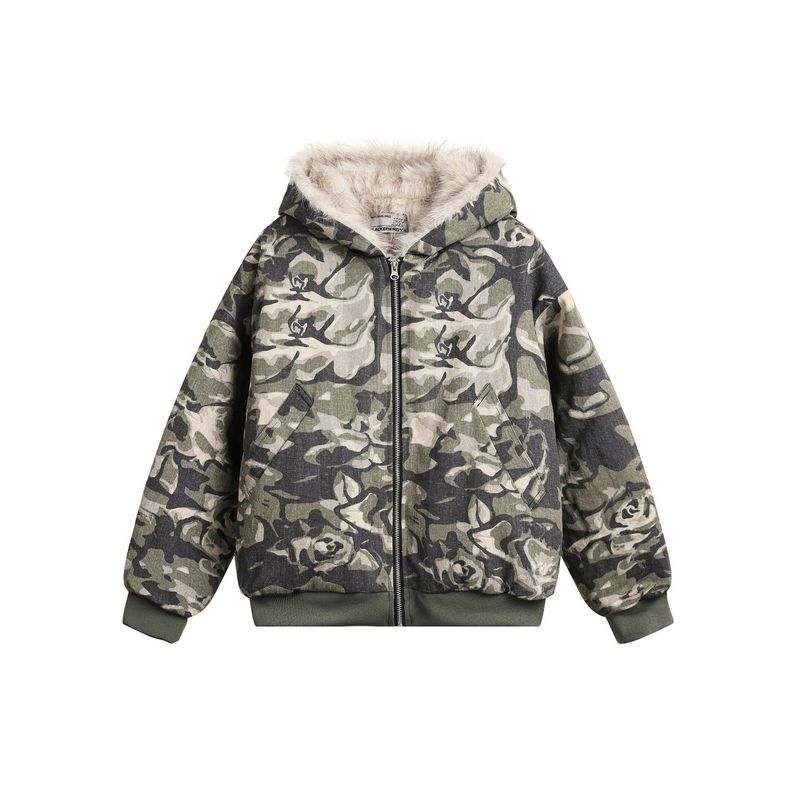 Abbigliamento maschile Real Shot Giacca in cotone con collo in pelliccia mimetica di alta qualità_voghion.com