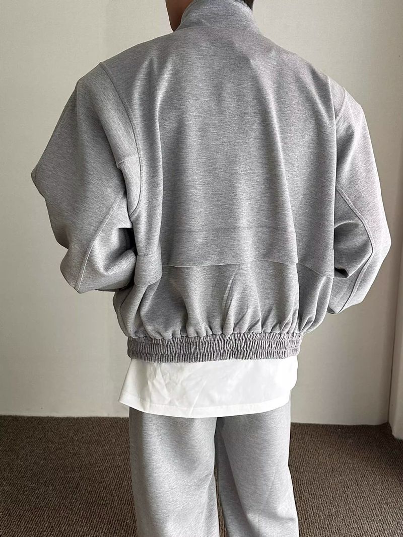 Vêtements pour hommes décontractés amples épaulettes col montant pull costume hommes automne sport deux pièces costume tendance garçons couleur unie_voghion.com