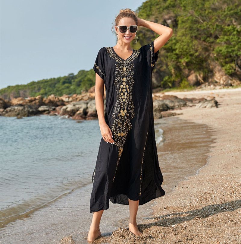 popolare copricostume da spiaggia ricamato in rayon da donna, stile abito ricamato, camicia di protezione solare per bikini al mare, 20 colori_voghion.com
