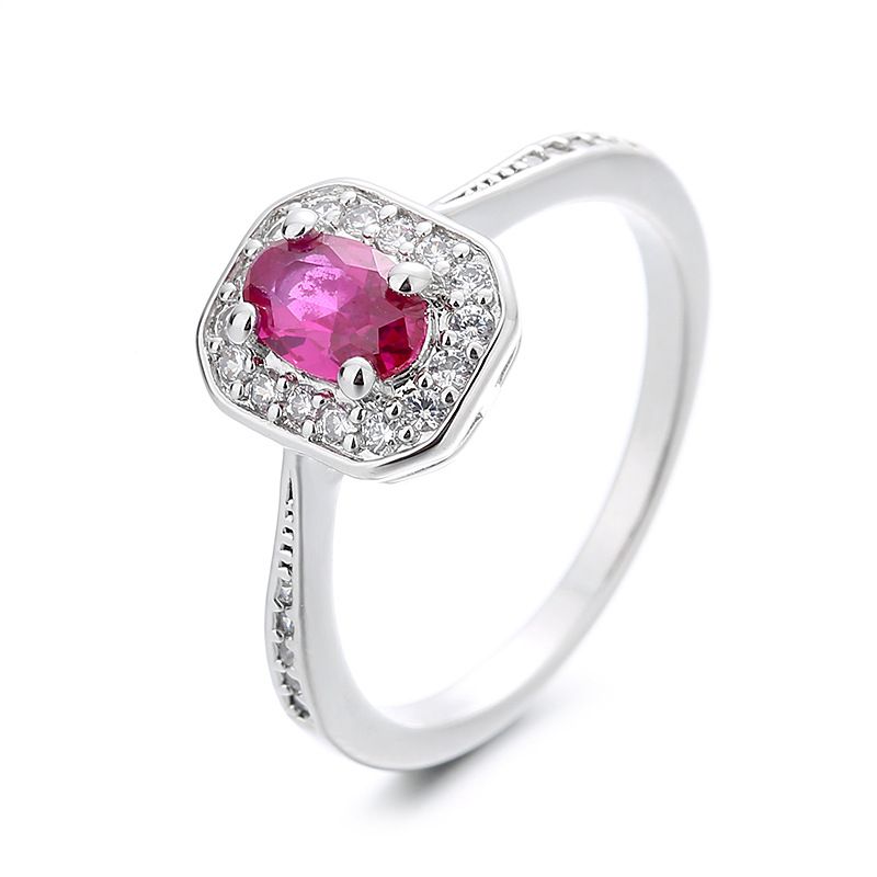 Cross Mirror Fashionable Temperament Colorful Zircon Princess Rectangular Diamond Ring Women's High-end Jewelry_voghion.com