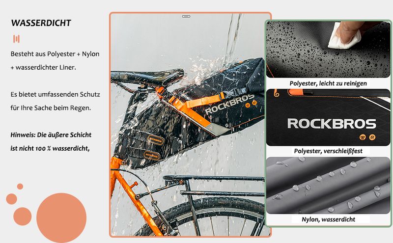 ROCKBROS Borsa manubrio bicicletta Borsa anteriore Borsa telaio Impermeabile circa 2L Nero_voghion.com