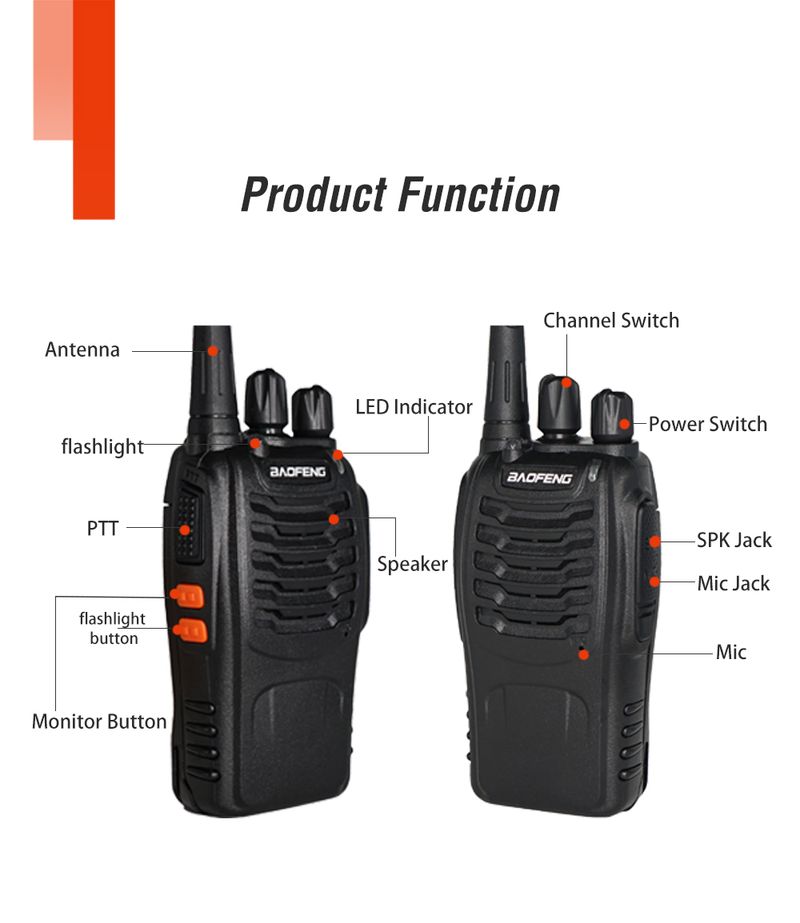 10Pcs/Lot Original Baofeng BF-888S Walkie Talkie Two-way Radio Set BF 888s UHF 400-470MHz 16CH Walkie-talkie Radios_voghion.com