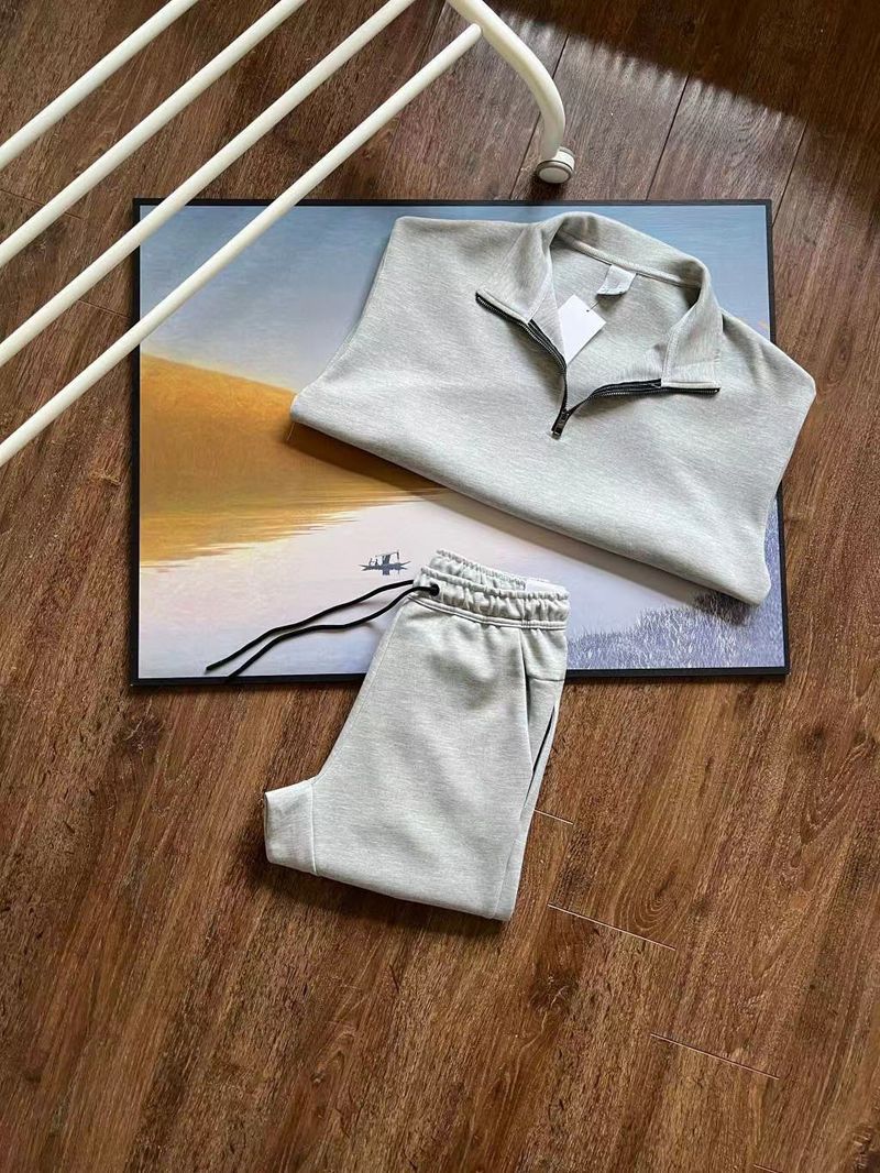 Herbst Neues Casual Sports Half Zipper Hoodie Zweiteiliges Set_voghion.com