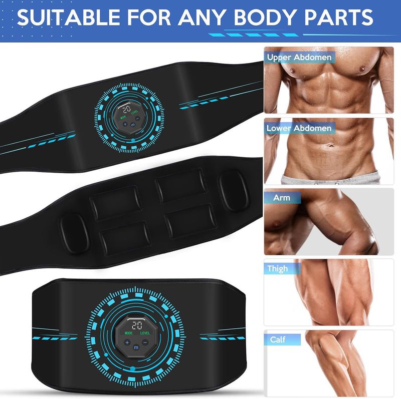 EMS Leder Material Digital Display Fitness Training Gerät Gürtel Faul Bauchmuskel Aufkleber_voghion.com