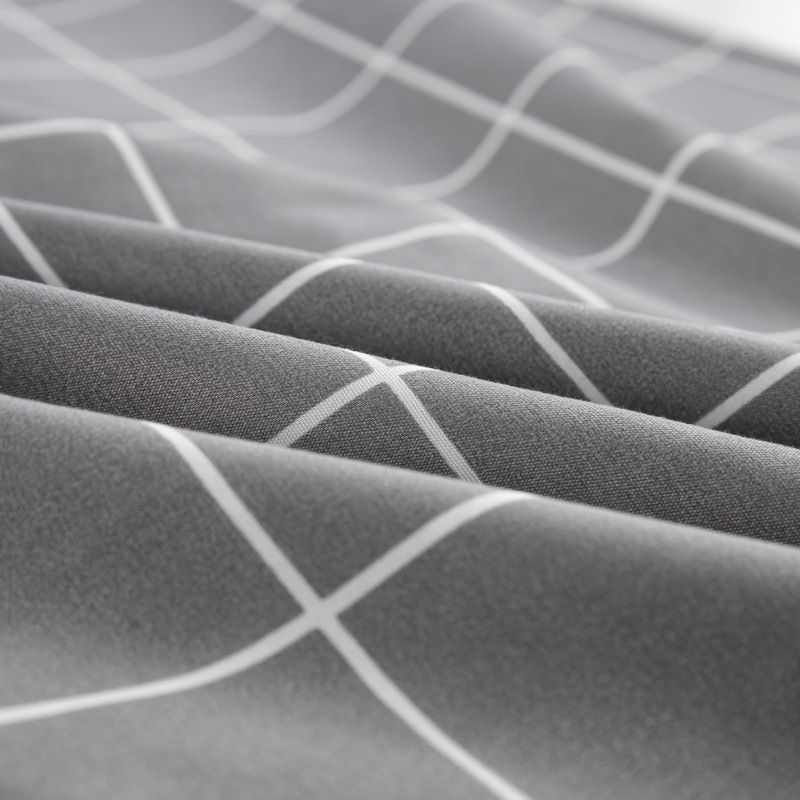 Gray Grid Checkered Mattress Cover Polyester 3D Printed Bedspread_voghion.com