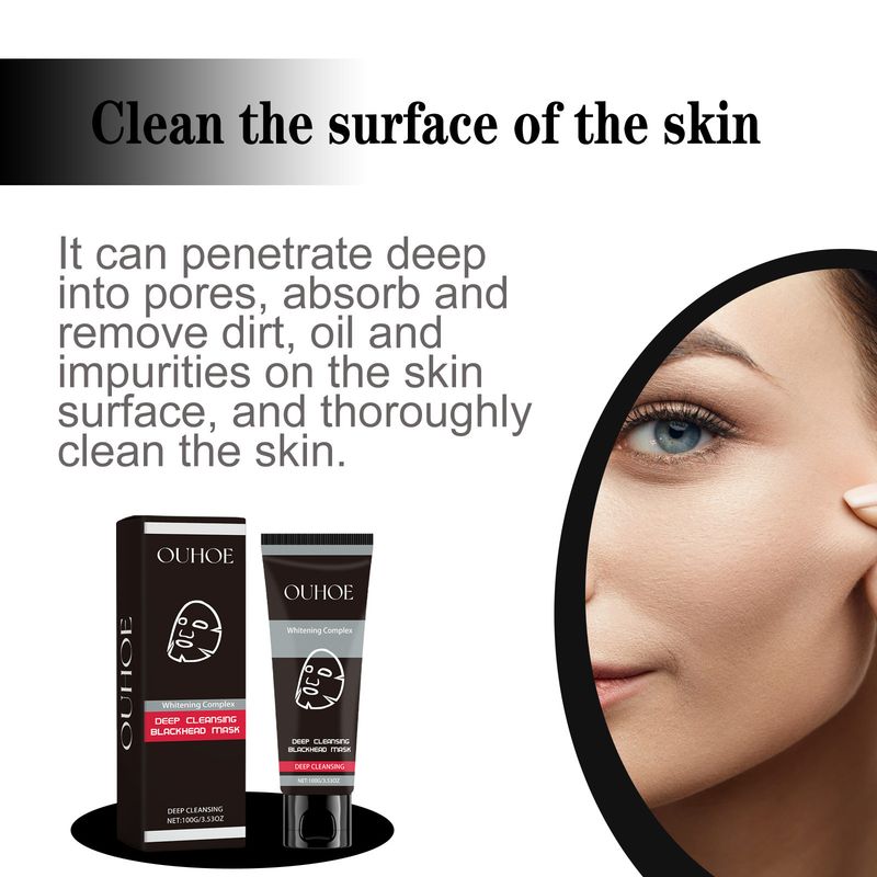 Maschera viso per la cura della pelle delicata con carbone di bambù OUHOE, pulizia profonda, idratazione e applicazione di fango._voghion.com