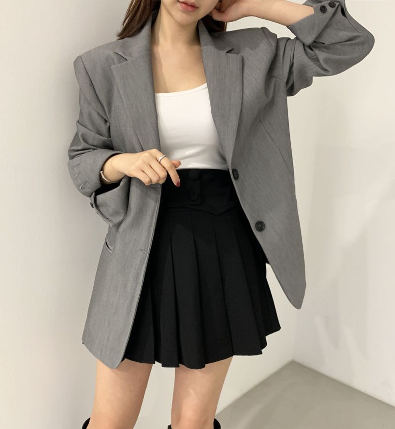 2024 Outono/Inverno Novo Melad Dress Up Coreano Chique Clássico Marrom Cinza Terno Casaco_voghion.com