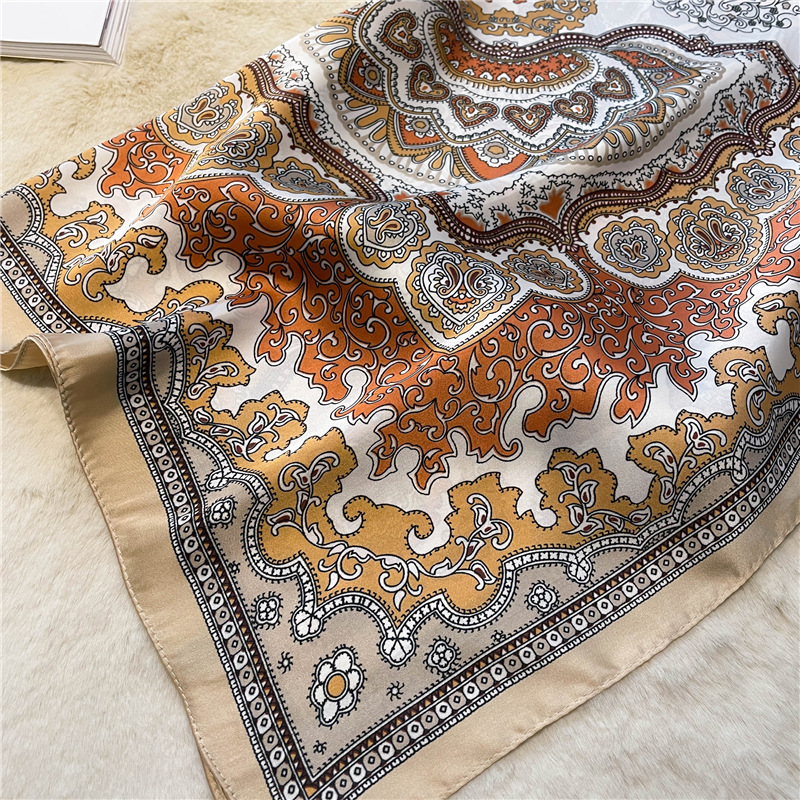 Pañuelo cuadrado pequeño occidentalizado, pañuelo de seda, pañuelo de seda de imitación para mujer, chal estampado, pañuelo de protección solar, diadema,_voghion.com